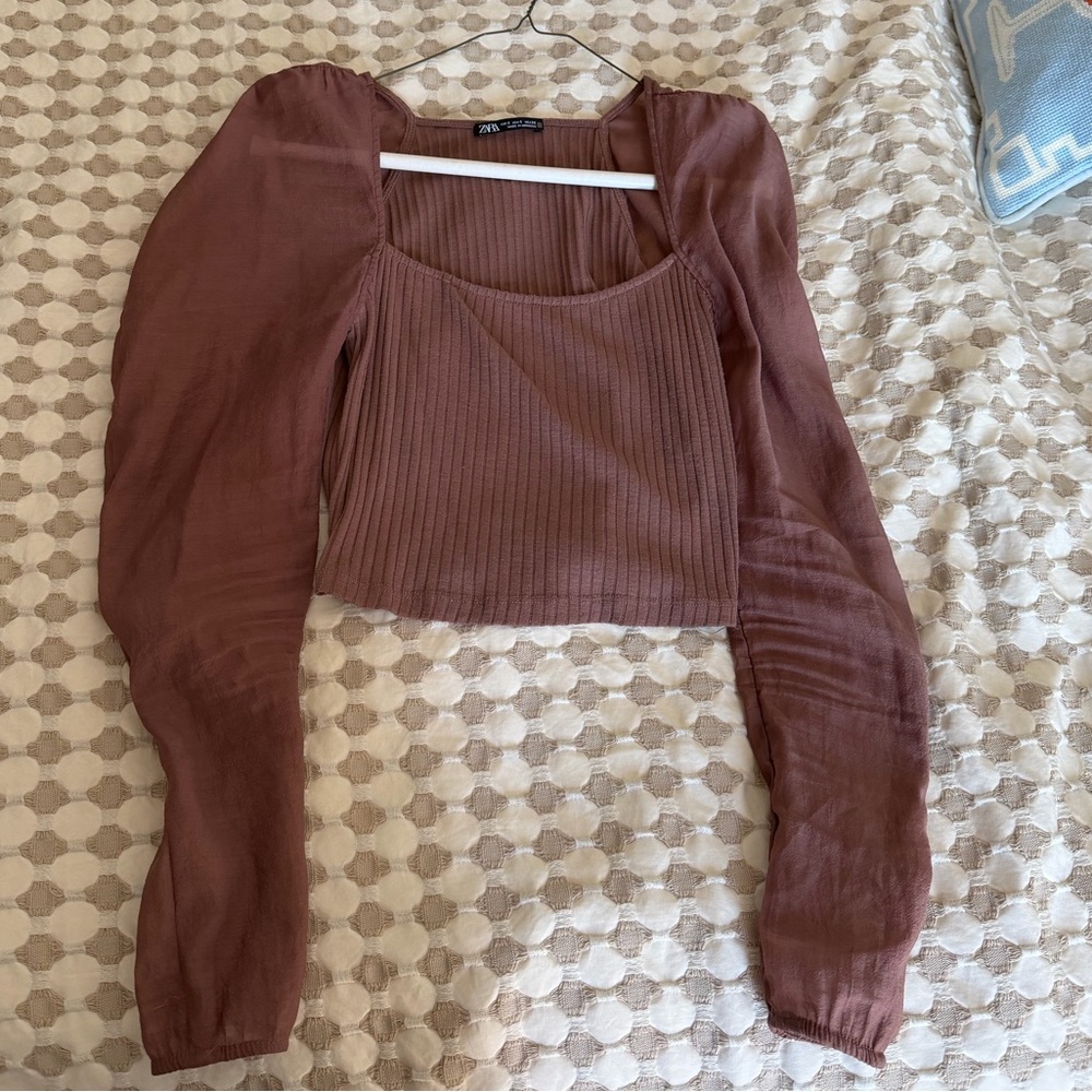 Zara Dusty Rose Long Sleeve Blouse